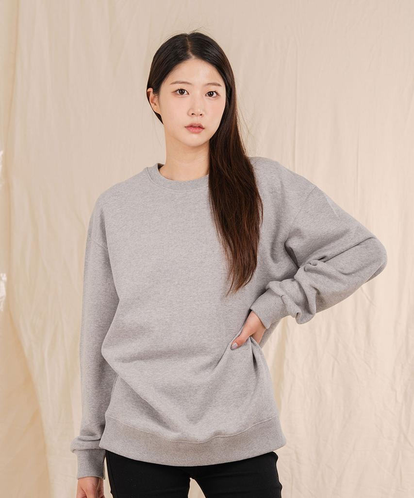 Ellamo Terry Basic Plain Oversized Sweatshirt [Gray]