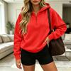 Women's Casual Half Zip Hoodie Long Sleeve Pullover Sweatshirt