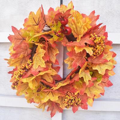 Decorations Halloween Festival Maple Leaf Wreath Pumpkin Wreath Thanksgiving Door Berry Pomegranate Patchwork Ornaments