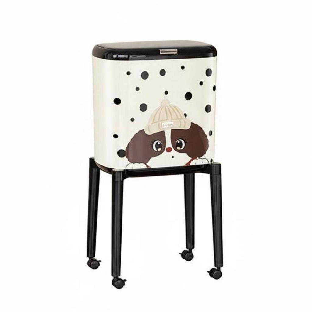 Push Lid Sweater Trash Can Leakproof Luxury Waste Container Mobile Tall