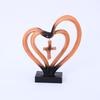 Minimalist Entwined Hearts Cross Modern Christian Standing Decor Hearts Cross Sculpture  Church