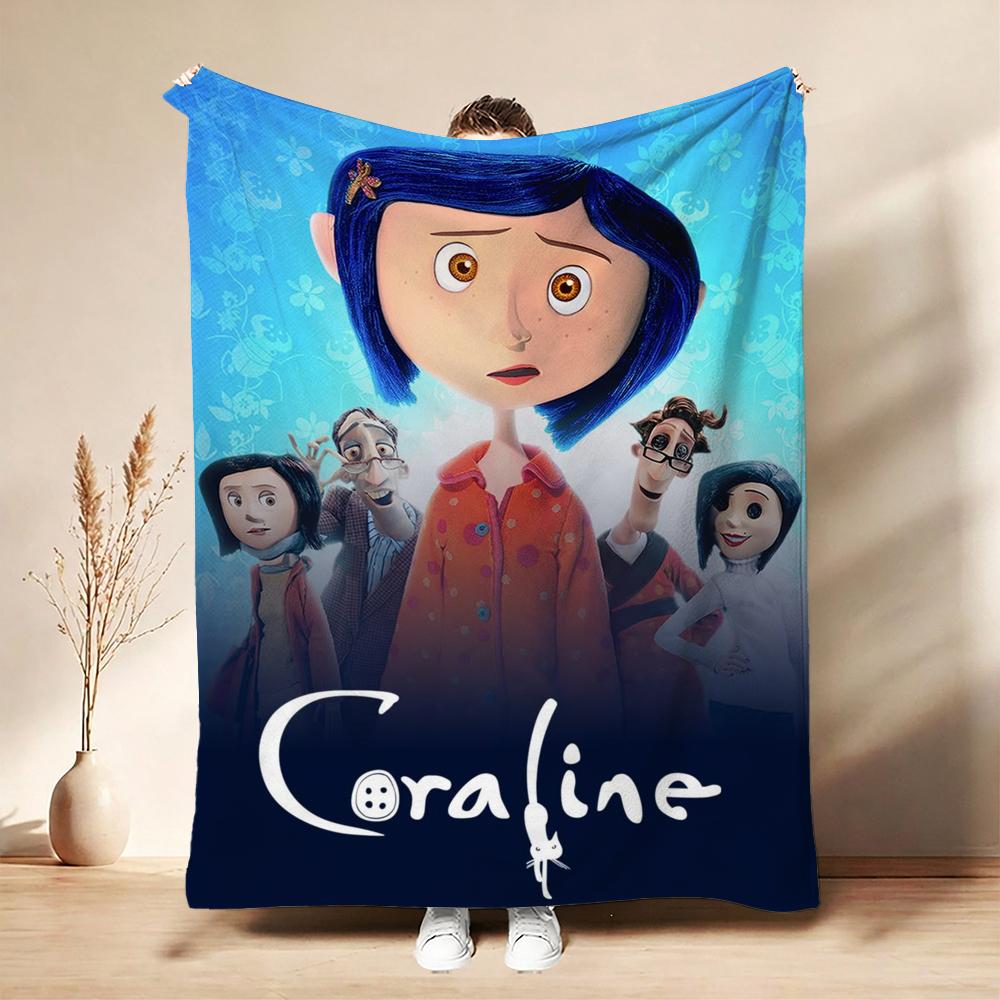 Mysterious Stop Motion Fantasy World Coraline Flannel Printed Blanket Thick Soft Fleece Blanket For Camping Travel Home Decor Holiday Gift