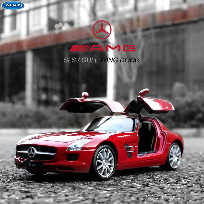 1/24 WELLY Mercedes Benz SLS AMG Sports Car Alloy Model Toy Diecast Model Simulation Car Decoration Boy Collection Gift