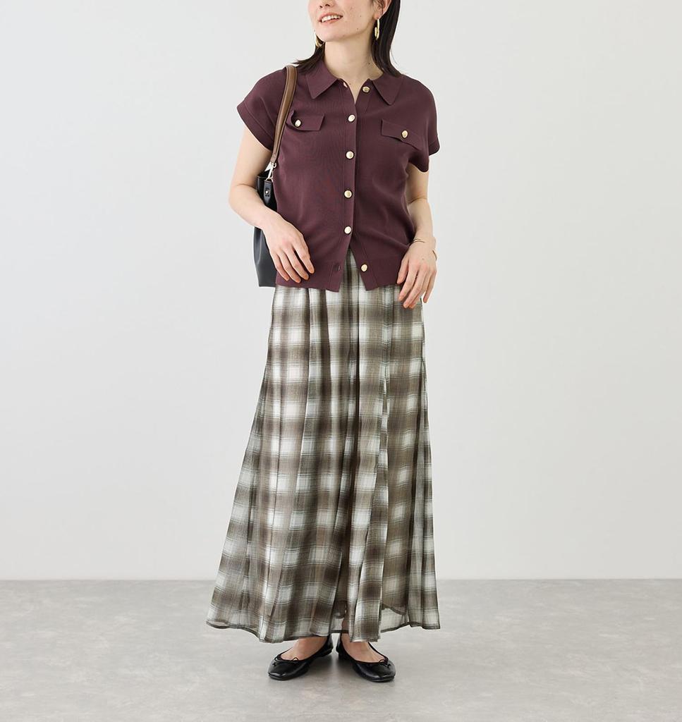 Rope Picnic Sheer Check Skirt for Women GDC16190 Chromine MT (01)