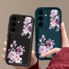 Purple Floral Print TPU Soft Phone Case For Samsung S25 Plus S24 FE S23 Ultra S22 A16 A15 A55 A56 A36 A35 A06 A05 A34 Matte Shockproof Bumper Cover
