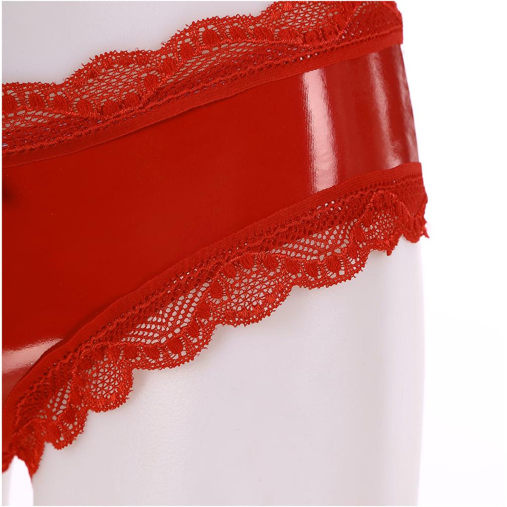 Women Ladies Sexy Lingerie Erotic Panties Wetlook Leather Latex Open Crotch PVC Crotchless Mini Briefs Shorts Knickers Underwear