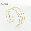 2 Pcs Women Bracelets Double-layer Open Adjustable Polished Anti-slip Exaggerated Style Solid Color Metal Arm Cuffs Lady Jewelry
