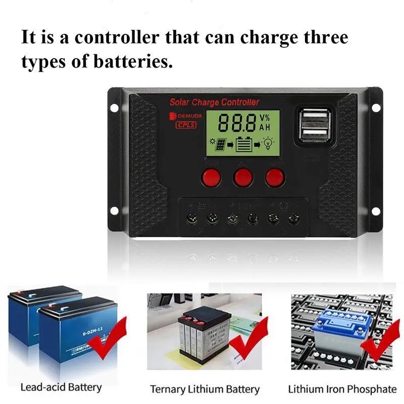 Solar Charge Controller 12V 24V Auto.PWM 10A 30A 60A for Solar Panel Battery Charging Street Light