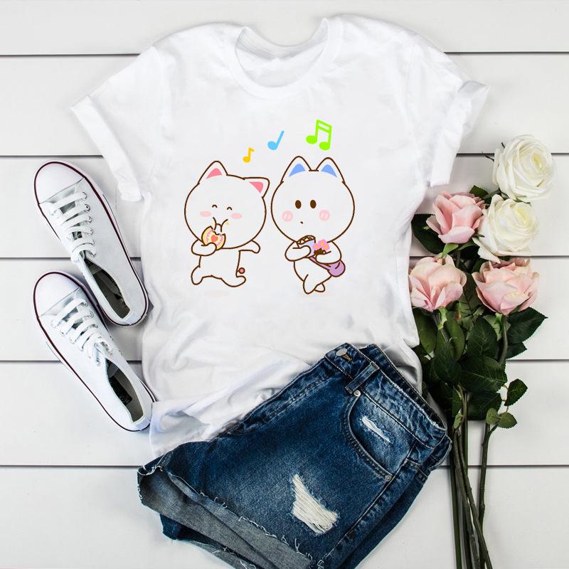 Newly women tshirt cartoon funny cute peach cat print t shirt femme Harajuku kawaii summer tops tee shirt femme tumblr clothes