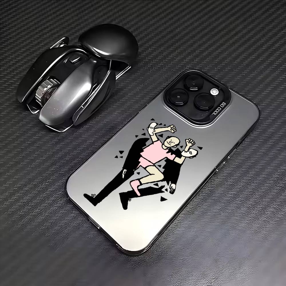 Jean J-Jullien M-Minimalist Art Phone Case For iPhone17,16,15,14,13,12,11 Plus,Pro Max Colored Silver Plated Inside Cover