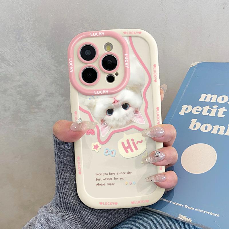 Girly Cute Cat for IPhone 17 Mobile Phone Case 13 for IPhone 15proMAX with Lanyard 14 New Model 11