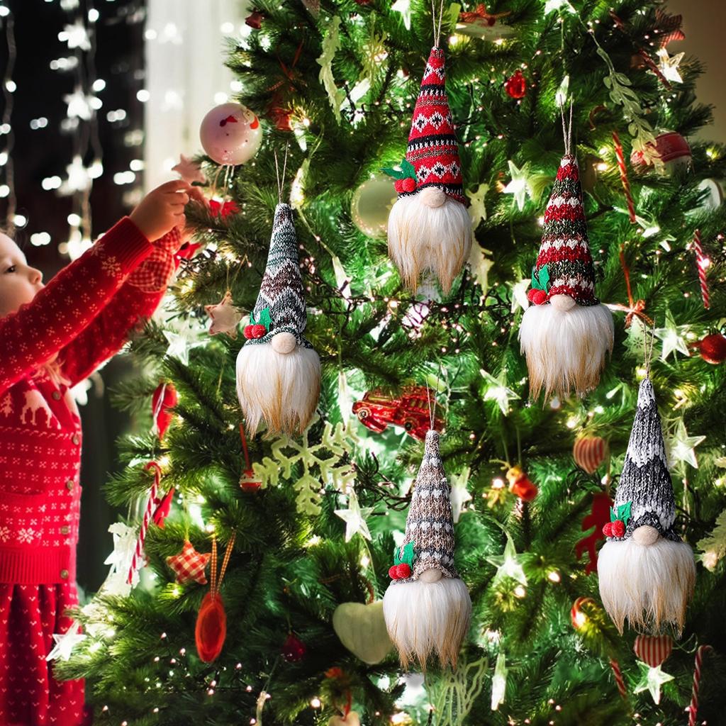 Luminous Faceless Doll Christmas Tree Pendant Creative Dwarf Plush Doll Window Display Christmas Decorations