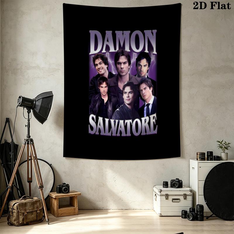 Damon Salvatore Wall Tapestry Aesthetic Wall Hanging Printed Fabric Blanket Decorative Tapestries For Bedroom Living Room Home Decor