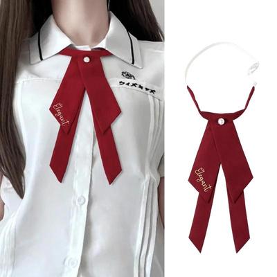 Nœud papillon brodé de lettres de style japonais pour femmes, style preppy, accessoires pour chemise JK