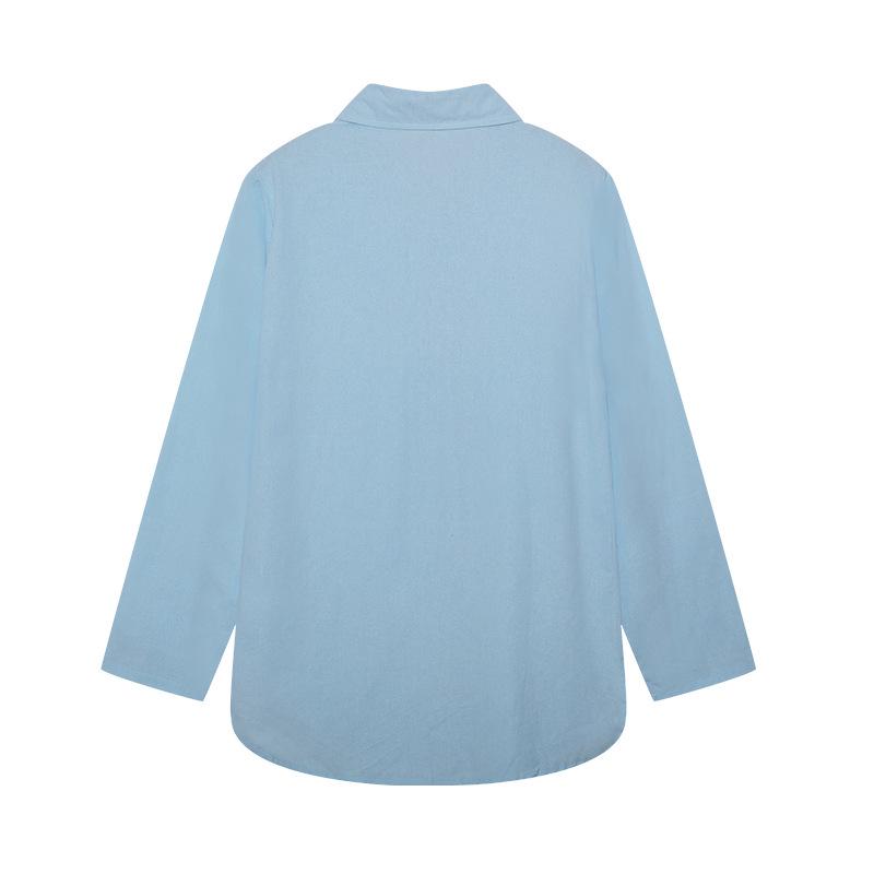 2023 Euro-American Women's Two-Piece: Lapel Long-Sleeved Shirt & Wide-Leg Pants Suit for Spring and Autumn.