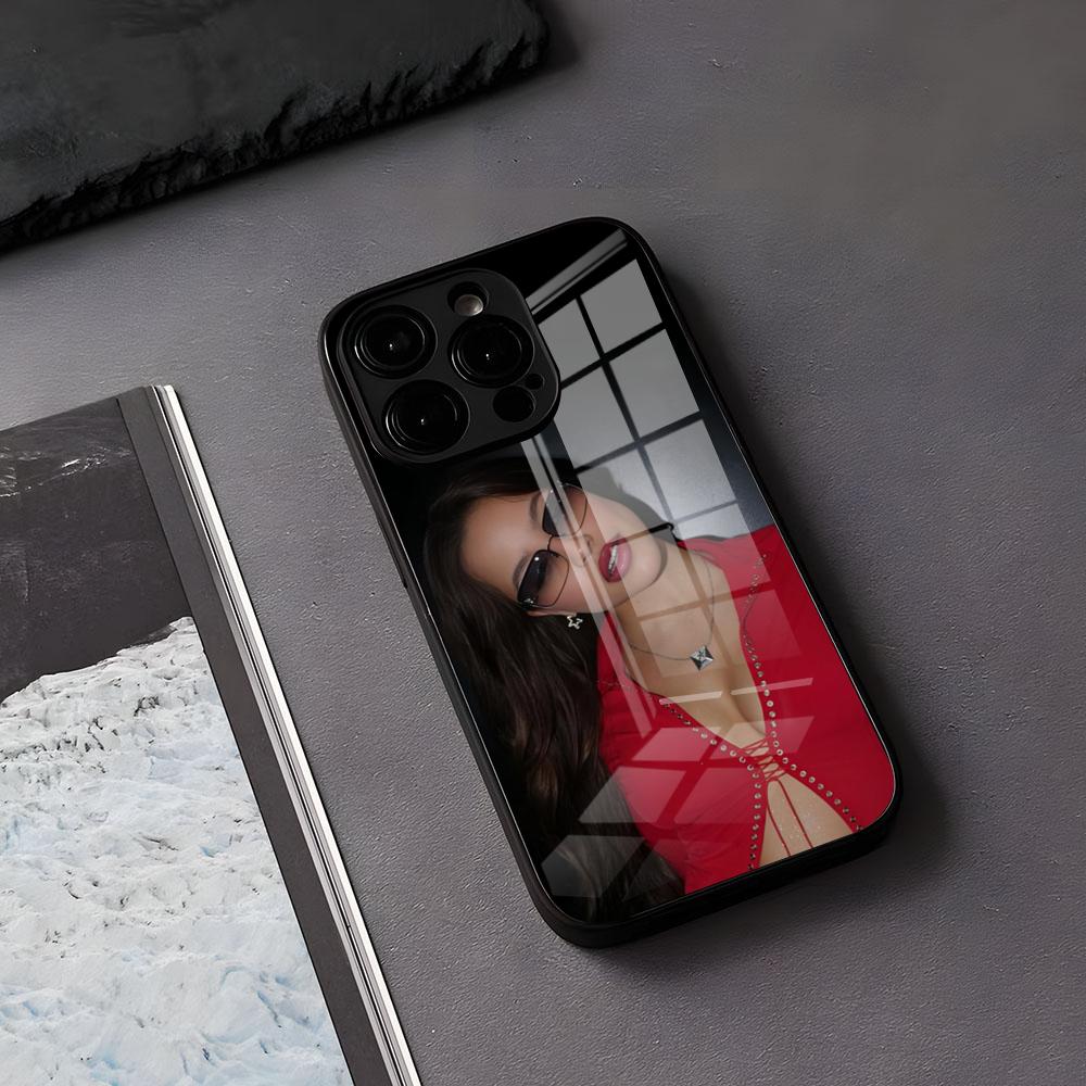 E-Emilia M-Mernes Singer Phone Case For IPhone 17 Air 16 E Pro Max 15 14 13 Mini 12 Pro 11 Max Plus Black Glass Cover