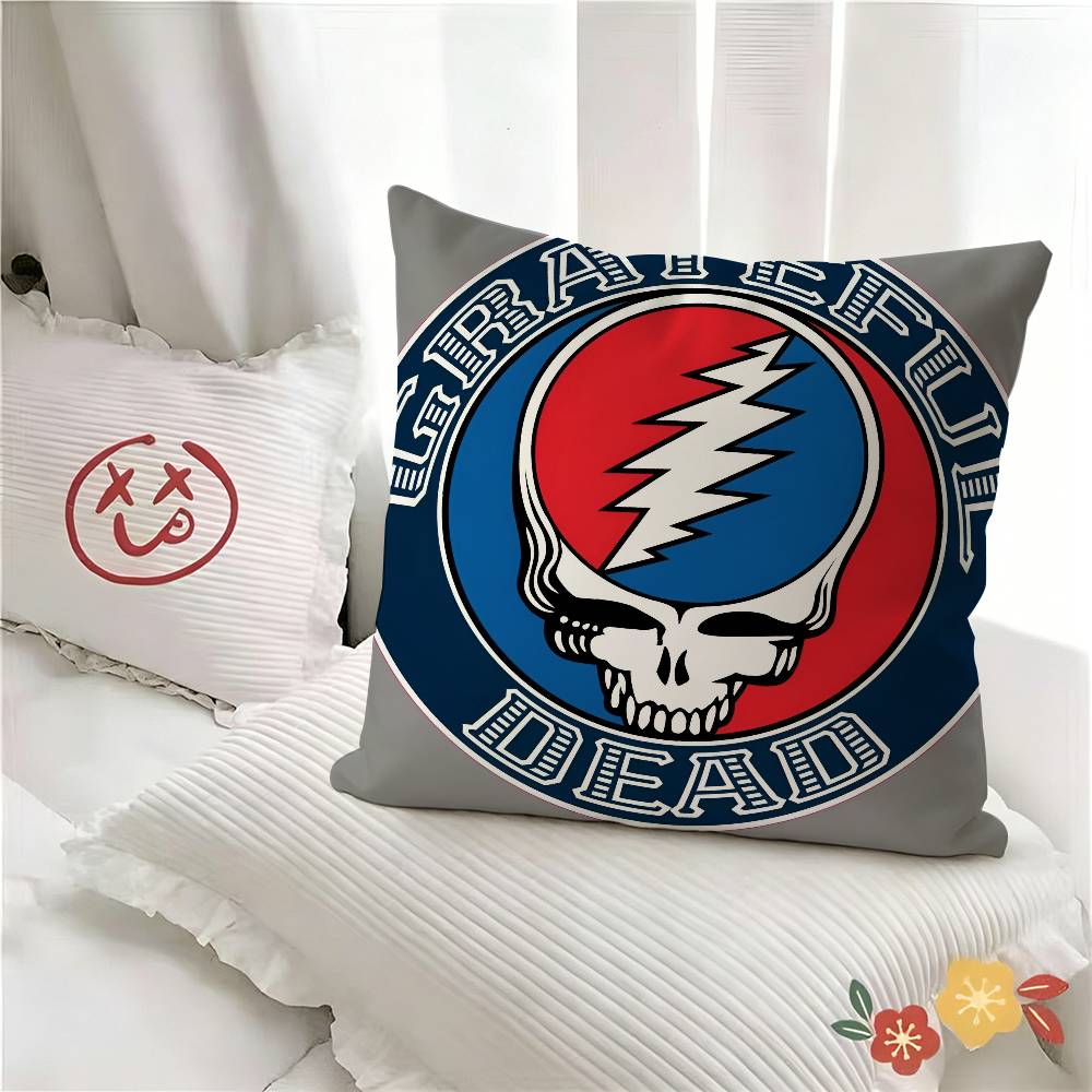 pc Band GgGrateful Logo Dead Pillow Case Fashion Square Pillowcase Bedroom Sofa Room Ins Decoration Leisure
