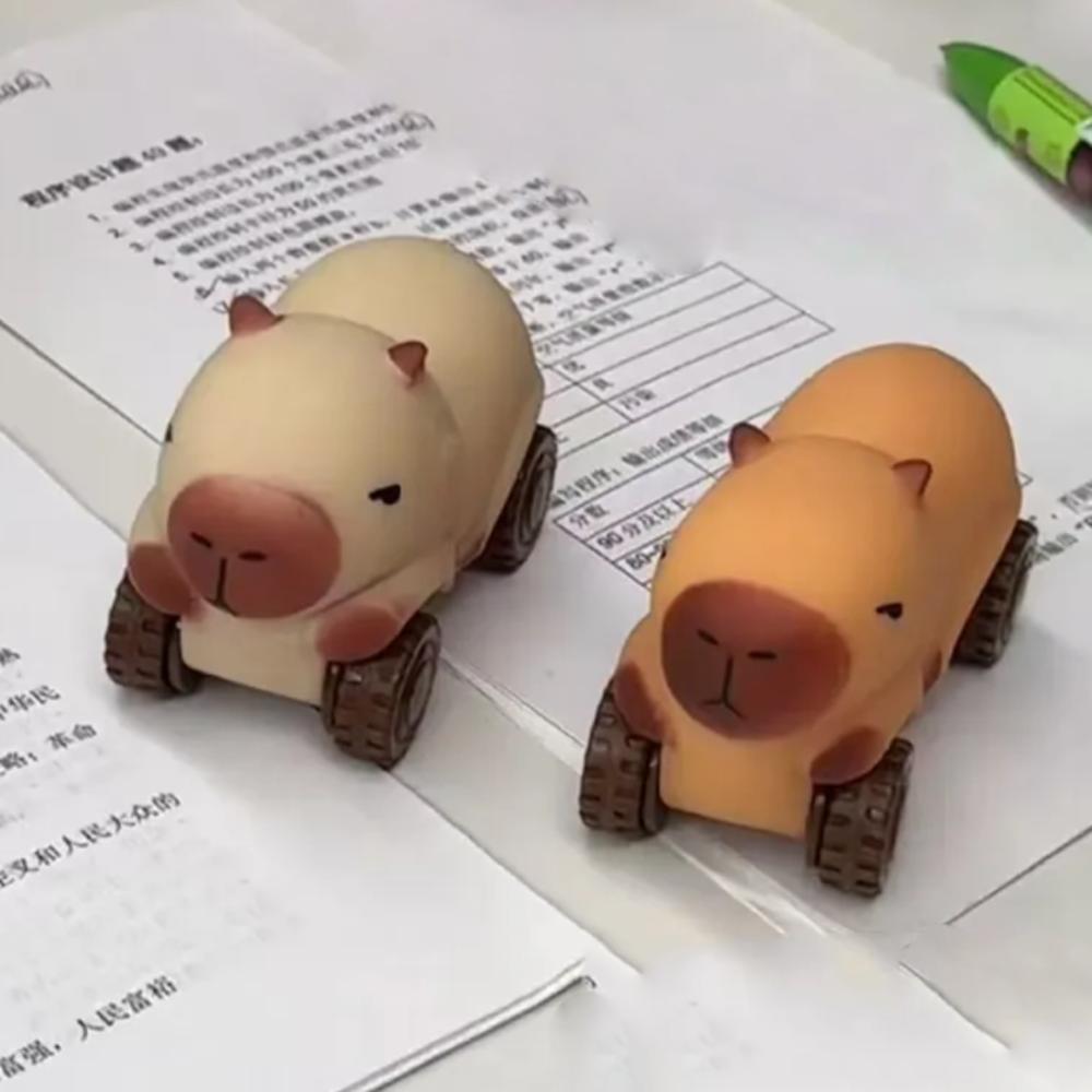 Stretchable Car Capybara Fidget Toy with Wheel Cute Pinch Toy  Kids Tricky Doll