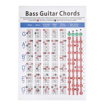 Tabella Accordi Basso 4 Corde Principiante Esercizio Dita Accessori Strumento Musicale