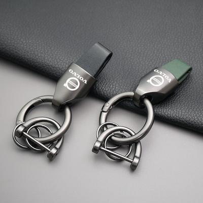 Car Vintage Leather Keychain Ring Zinc Alloy For EX90 V60 V40 XC90 S60 XC60 V50 V70 S90 XC40 V90 T6 Chain Key Accessories