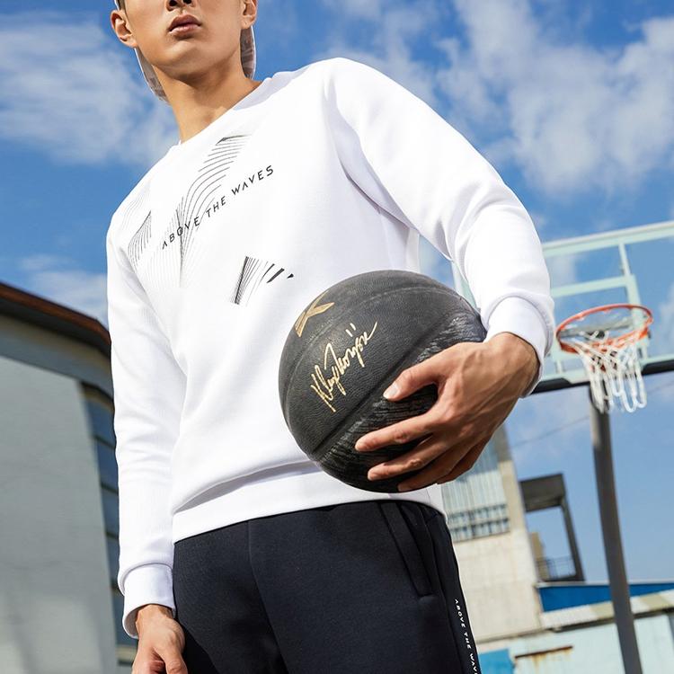 Anta Thompson KT Basketball Series Letter Print Sports Crew Neck Sweatshirt Men sweatshirt White 152211716-1
