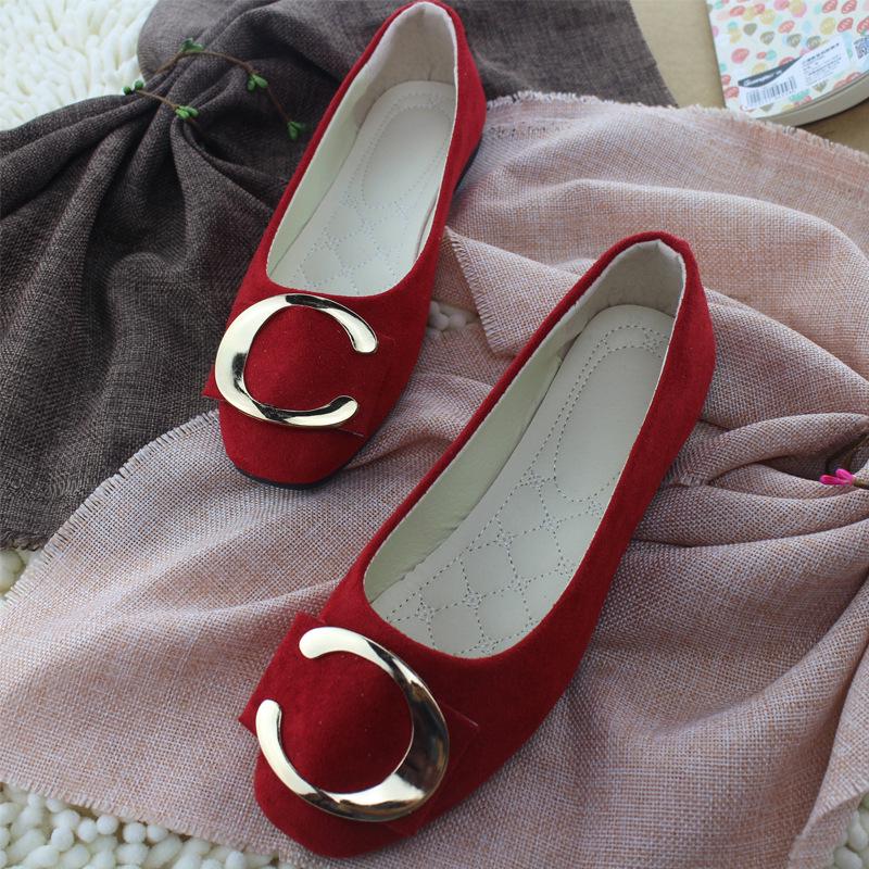 Γυναικεία Φλατ Παπούτσια με Μεταλλική Αγκράφα Μεγάλα Μεγέθη Παπούτσια Εργασίας