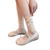 Miu Bow Mesh Socks Women'S Thin Lace Stacking Socks Ballet Style Hollow Girl Medium Tube Zhuji Socks