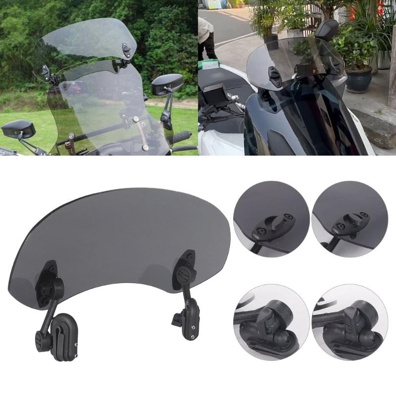 Motorcycle Wind Deflector With Adjustable Angle Windshield Extension Spoiler For Street Cruisers And Retro Bikes