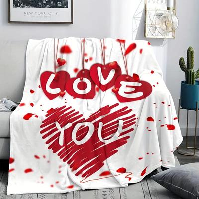 Romantic Love Series Digital-printed Polyester Bedroom Velvet Flannel Cover Blanket Fleece Soft Sofa Cover Blankets for Beds