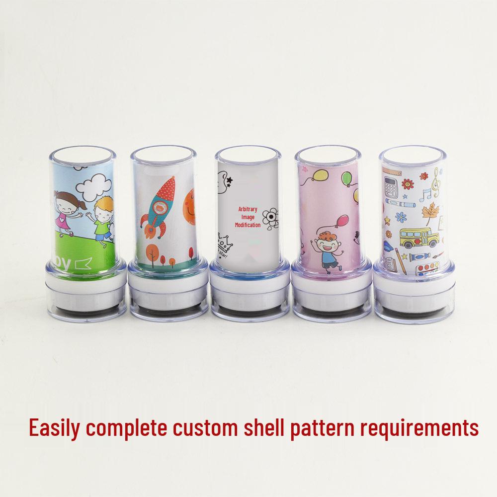 Custom Cartoon Teacher Stamp: Transparent, Photosensitive Round Seal for Student Feedback