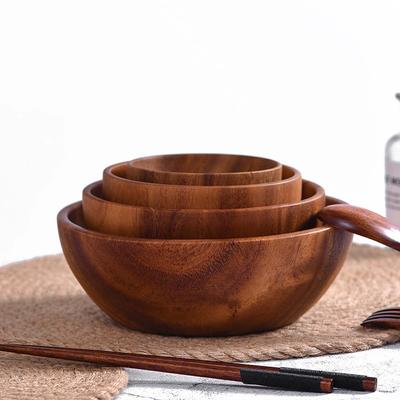 Estilo Doméstico Madeira Natural Acácia Recipiente Tigela de Madeira Tigelas para Ramen Tigela Louça