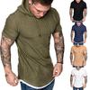 Men Shirt Hooded Short Sleeve Slim Design Male Casual Fashion Sports Shirt for Dating