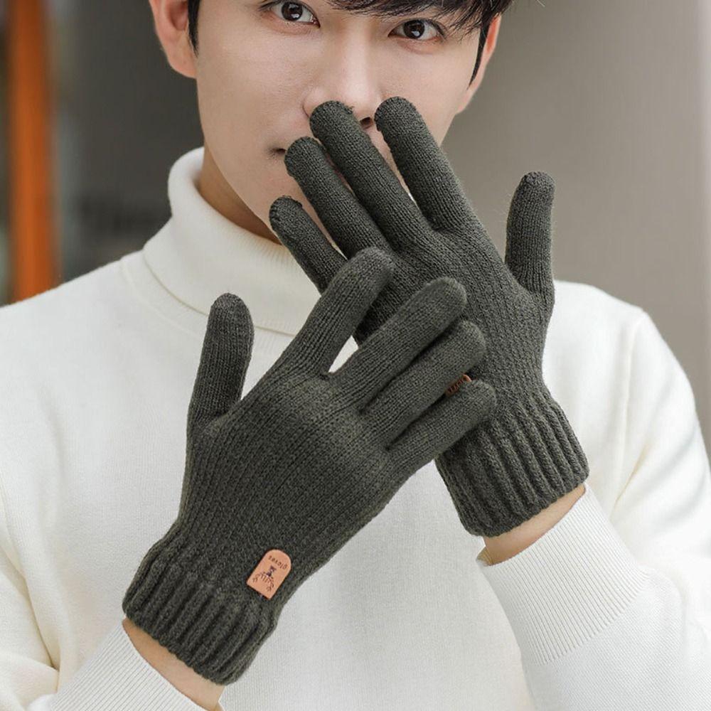 Windproof Winter Gloves Thick Men Mittens Gift Knitted Gloves  Girls