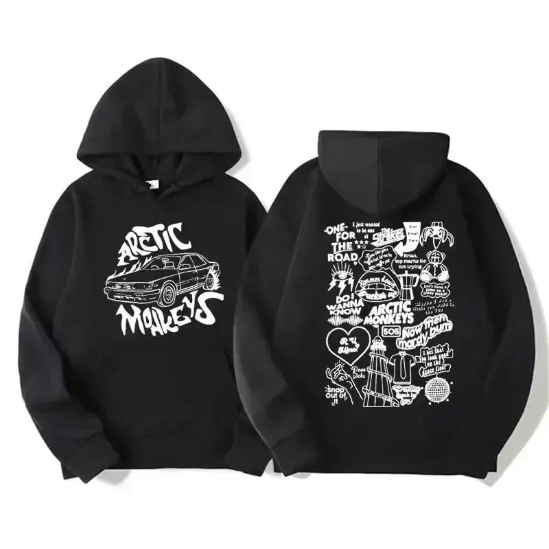 Men's retro rock Arctic monkey hooded sweatshirt hooded sweatshirt with music album patternHip Hop large retro hooded sweatshirt