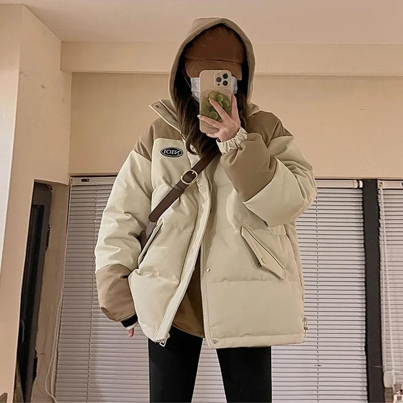Herbst Winter Daunen Baumwolljacke Mantel Damen Stehkragen Parkas Locker Verdickend Studentinnen Koreanische Oberbekleidung