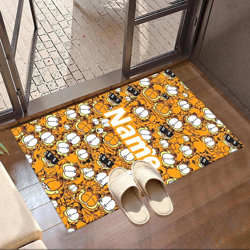 Custom Name Personalized Garfield Print Carpet, Versatile Home Decor Rug, for Playroom, Apartment, Balcony, Entryway, Hallway Gift