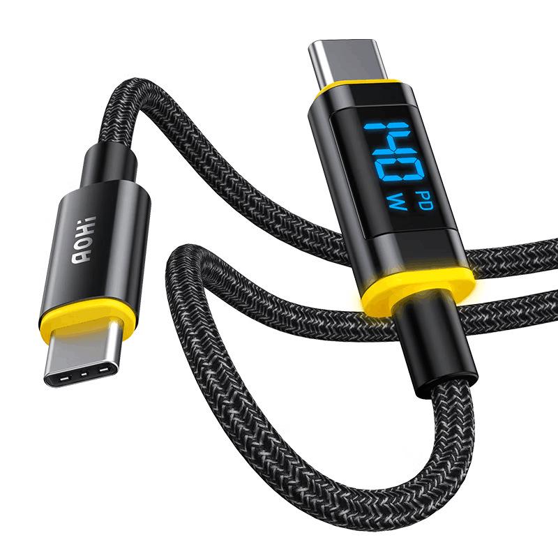 Aohi iPhone 14 Data Cable: 20W PD Fast Charging, CL Digital Display, Apple MFI Certified for 15 Pro Max. 1.2 meters