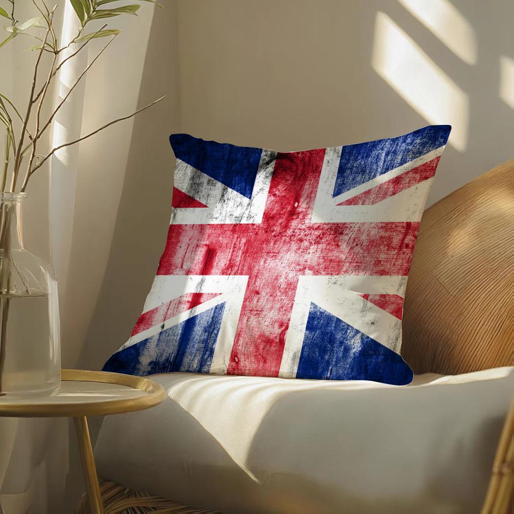 Union Jack Flag Cushion Cover Soft Short Plush Pillow Cover Smooth Cozy Texture Aesthetic Cushion Case Home Decor