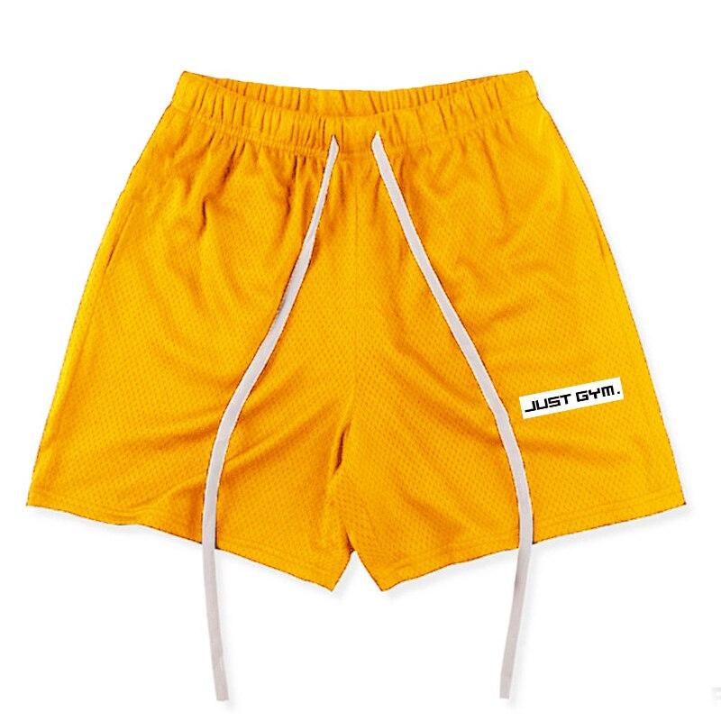 

Muscleguys Мужские тренировочные спортивные штаны Спортивные модные шорты с принтом Сетчатые быстросохнущие шорты для бега Тренажерный зал Фитнес Бодибилдинг Мужские шорты XXL жёлтый