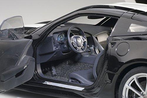 AUTOart 1/18 Scale Chevrolet Corvette C7 Grand Sport Black with White Stripes and Yellow Hash Marks