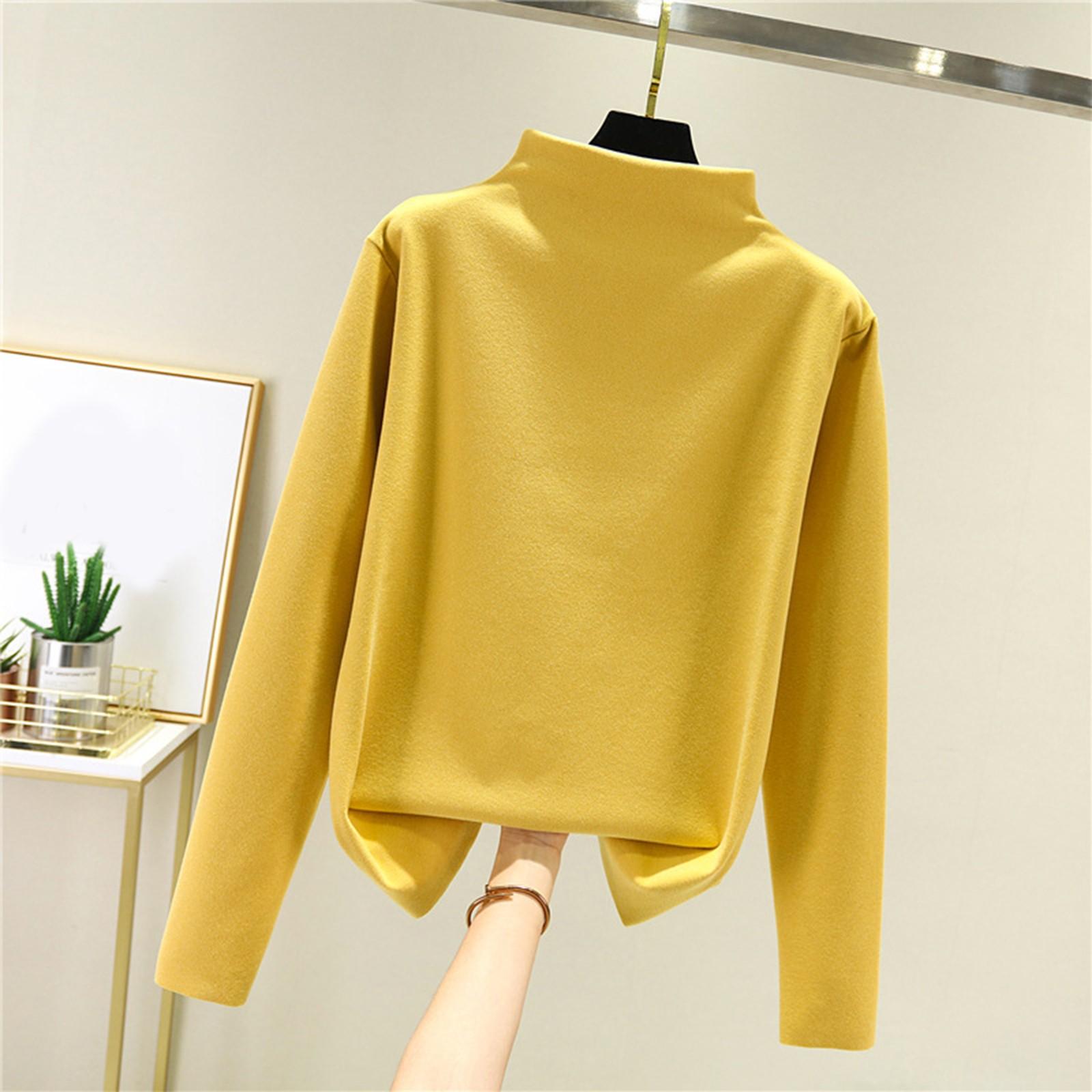 

Женская толстая флисовая базовая рубашка с теплым внутренним слоем и бесшовная футболка с длинным рукавом, топ с полувысоким воротником XL