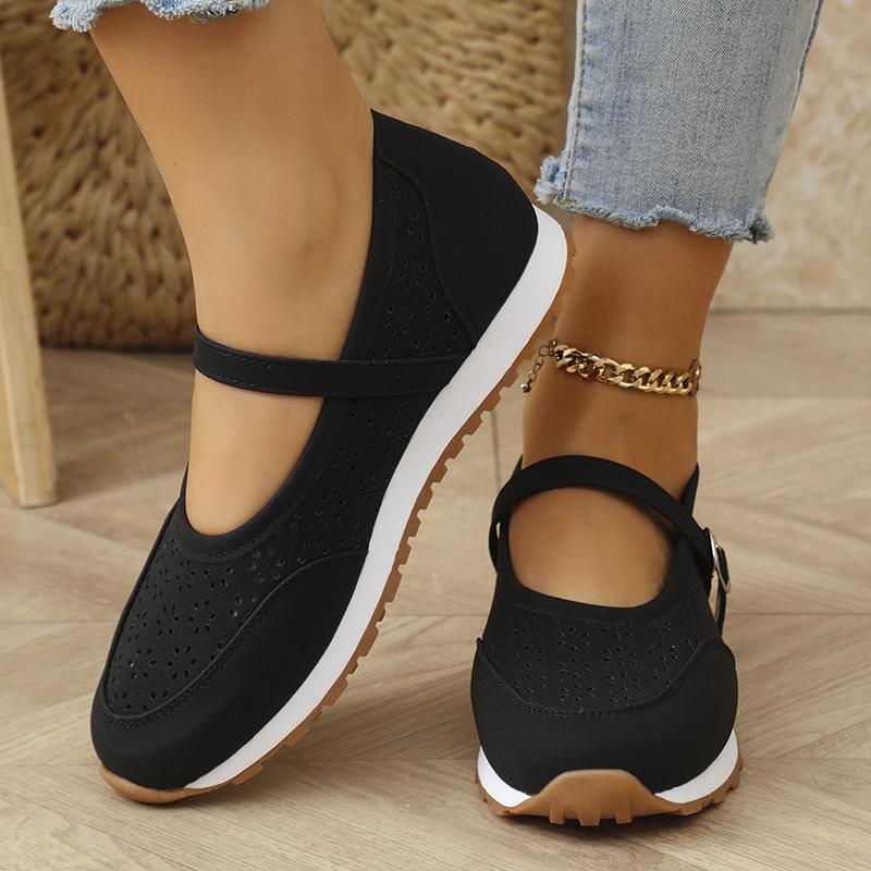 Fashion Women Shoes White Hollow Out Platform Sneakers 2025 Plus Size 36-43 Breathable Sports Shoes Woman Comfort Non Slip Walking Flats