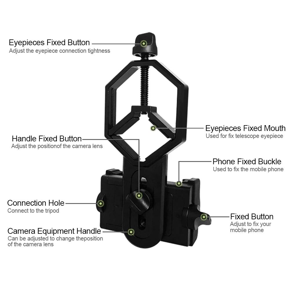 Adjustable Plastic Cellphone Adapter Mount Microscope Spotting Scope Telescope Clip Bracket Phone Stand Holder