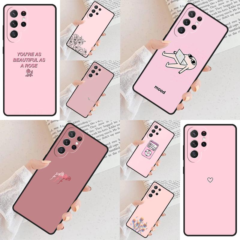 Pink Aesthetic Funny Style Cell Phone Case for Samsung Galaxy S26 Ultra S25 S24 S23 S22 S21 S20 Note10 Cover
