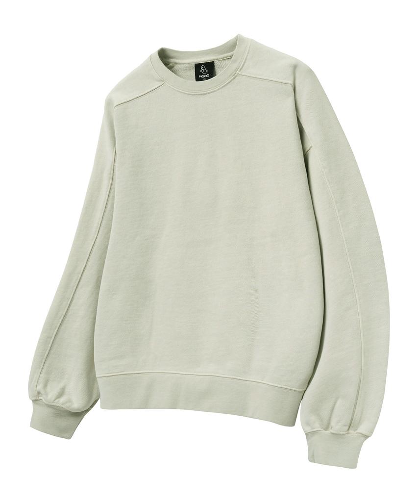 MOZMOZ Heavy Weight Pigment Back Embroidery Cutout Oversized Sweatshirt Beige