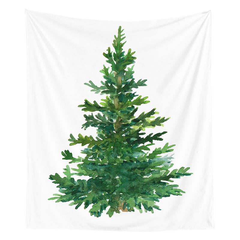 Nordic Christmas Tapestry Watercolor Christmas Tree Print Bedside Hanging Cloth Bedroom Background Cloth