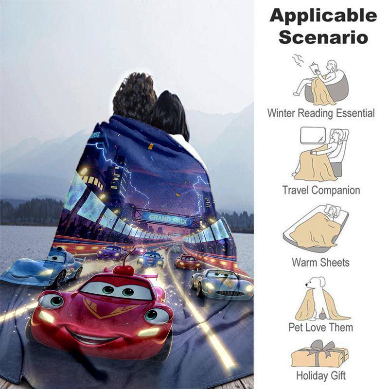 1pc Mcqueen Adventure Flannel Blanket Soft Warm Throw Blanket for Bedroom Living Room Bed Travel Camping Picnic Gift. M730054