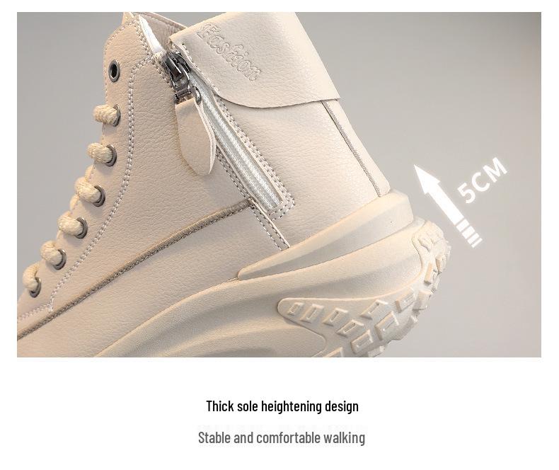 Women's ZY0011 High-Top Sneakers, Autumn 2023, Round-Toe, Thick-Soled, Height-Increasing, Casual Street Style.