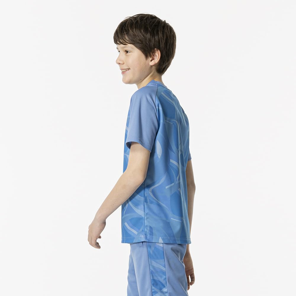Mizuno MUGEN GRAPHIC Training Short Sleeve T-Shirt, Player-Inspired Design, Kids', 32JAB952, Parisian Blue