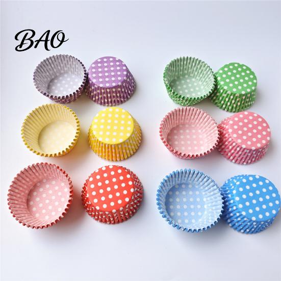 Greaseproof Paper Molds 100PCS Disposable Cupcake Liners, Food-Grade Baking Cups, Polka Small Event Tools Dot Print Standard Muffin for Home